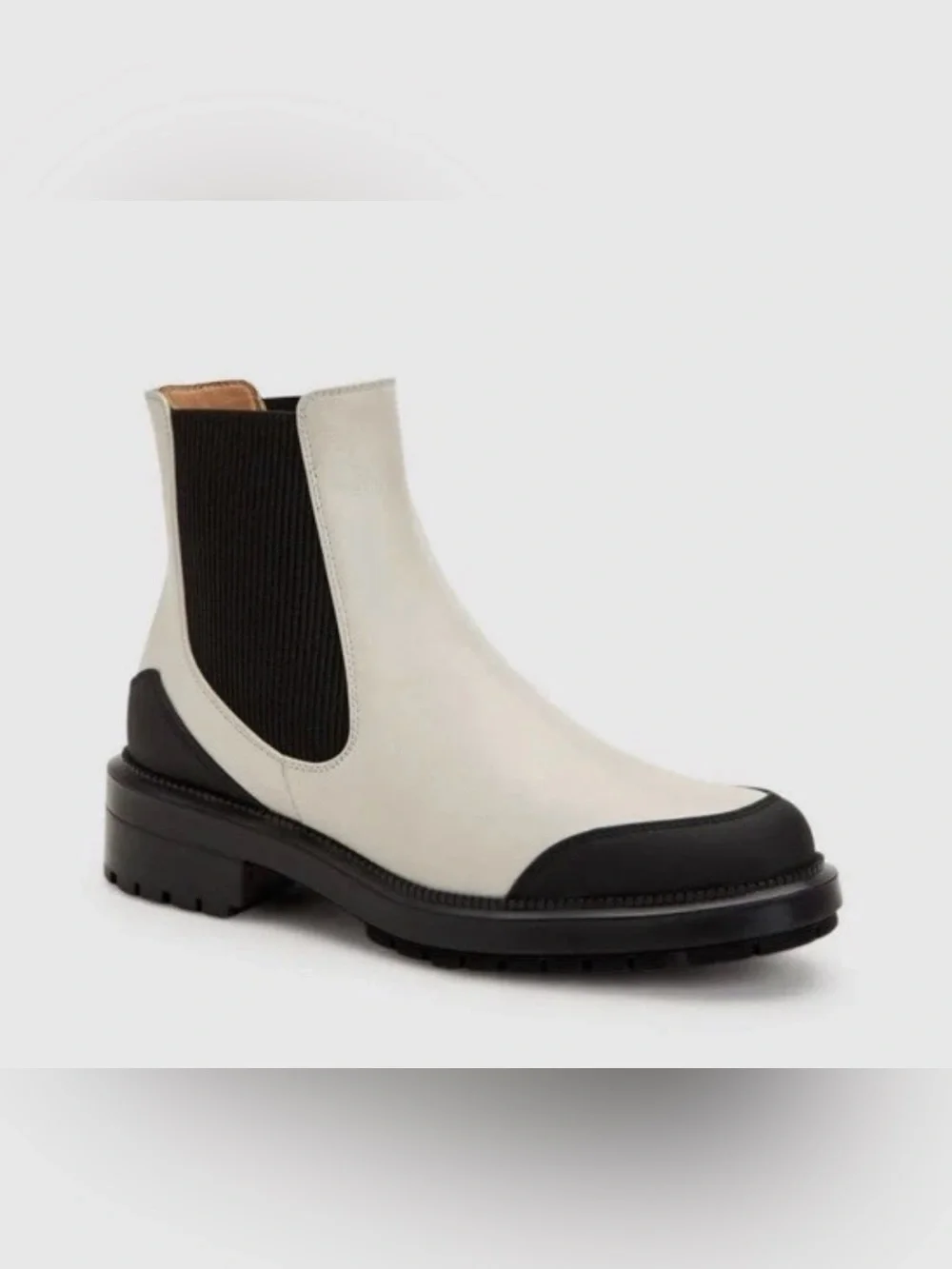 Aquatalia Leila Weatherproof Leather Chelsea Bootie Size 7 1/2 Off White